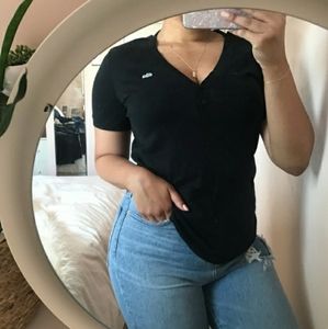 Black Lacoste v neck tshirt 42 Medium